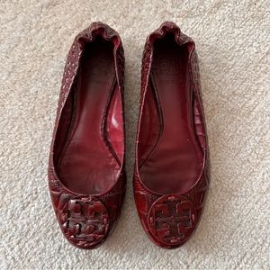 Tory Burch Burgundy Croc Ballet flats Size 6.5